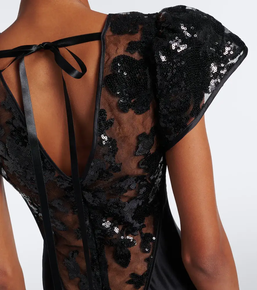 Rodarte Lace-trimmed sequined silk satin gown | Thumbnail 2 Rodarte Lace-trimmed sequined silk satin gown | Thumbnail 2