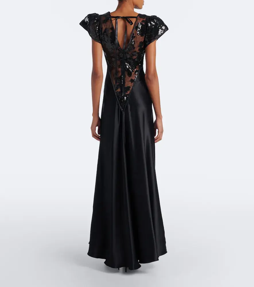 Rodarte Lace-trimmed sequined silk satin gown | Thumbnail 4 Rodarte Lace-trimmed sequined silk satin gown | Thumbnail 4