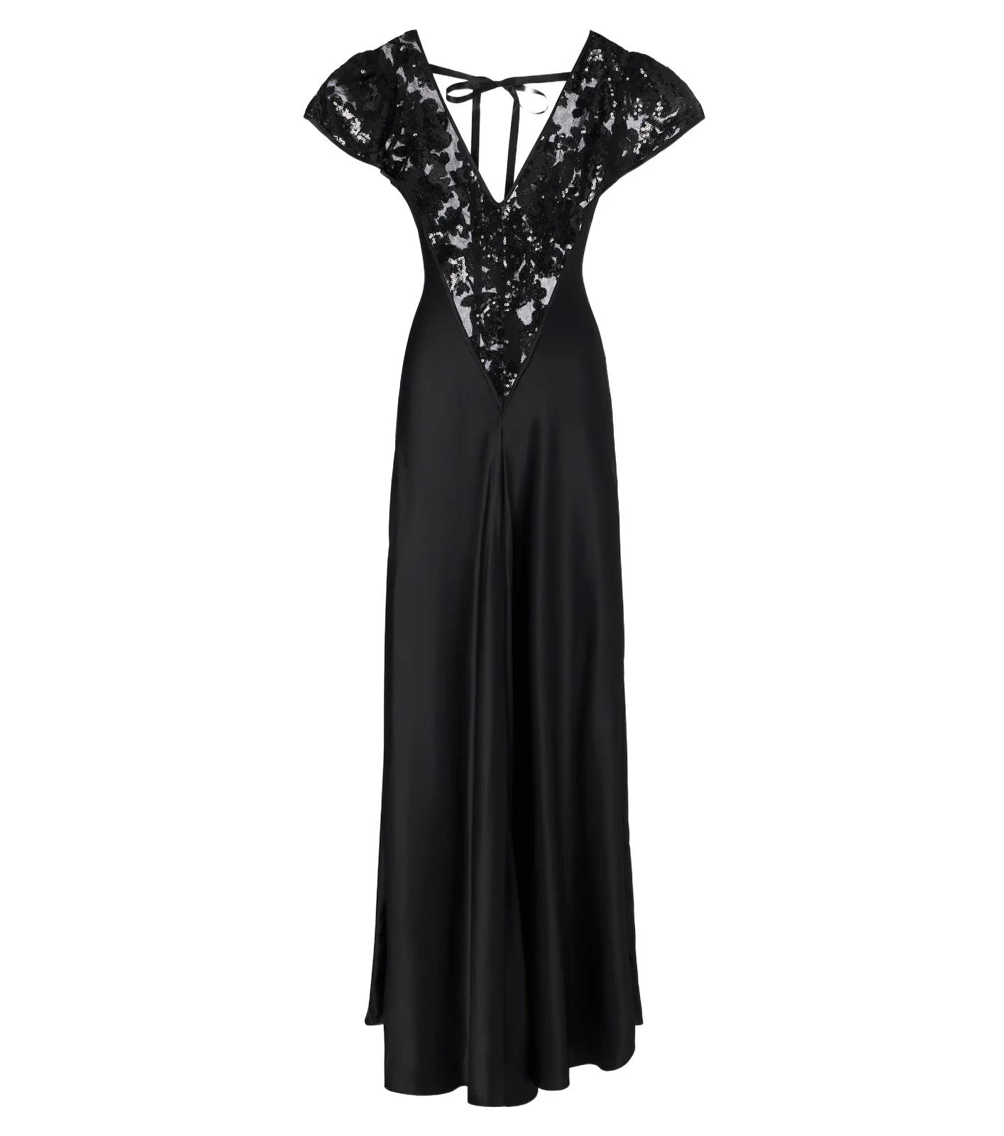 Rodarte Lace-trimmed sequined silk satin gown