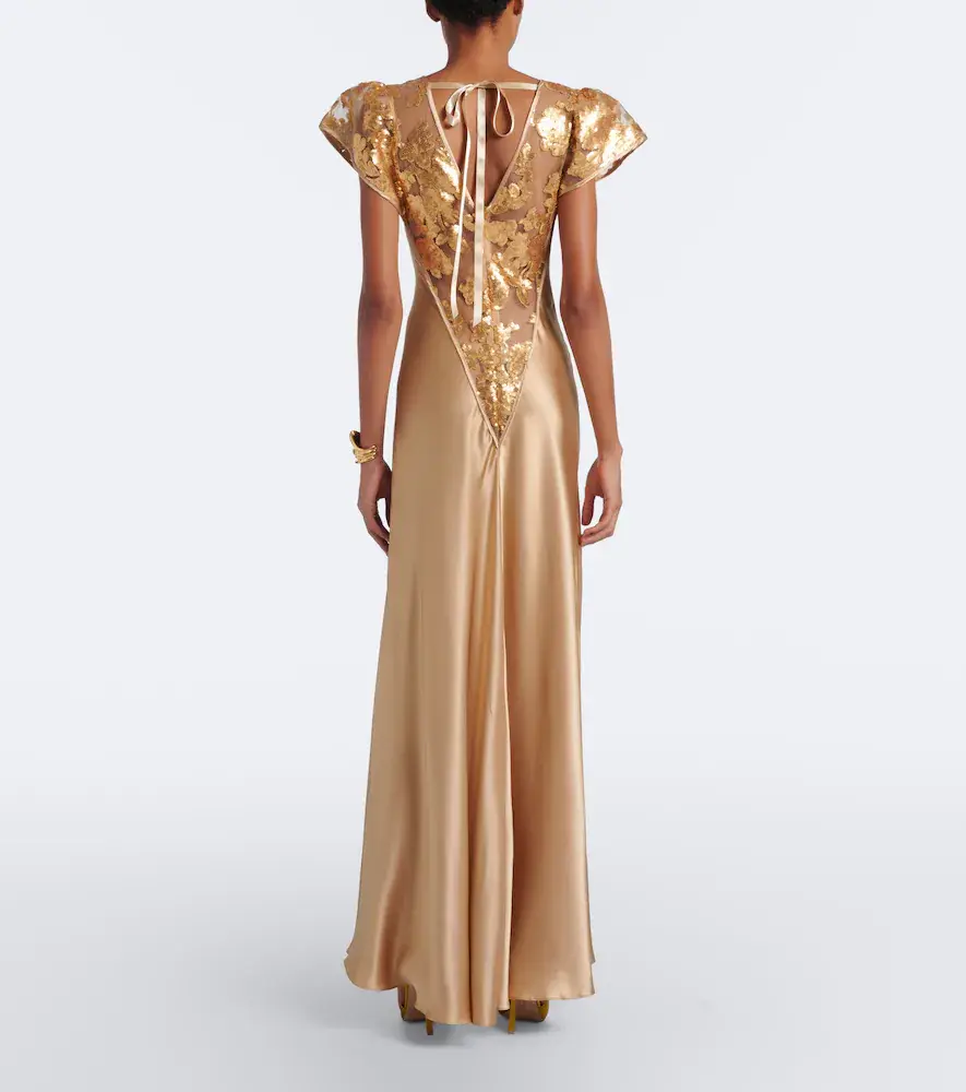Rodarte Lace-trimmed sequined silk satin gown | Thumbnail 4 Rodarte Lace-trimmed sequined silk satin gown | Thumbnail 4