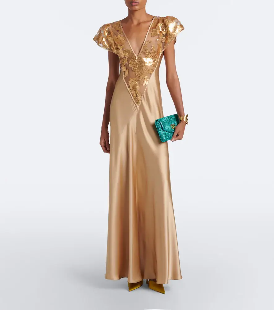 Rodarte Lace-trimmed sequined silk satin gown | Thumbnail 6 Rodarte Lace-trimmed sequined silk satin gown | Thumbnail 6
