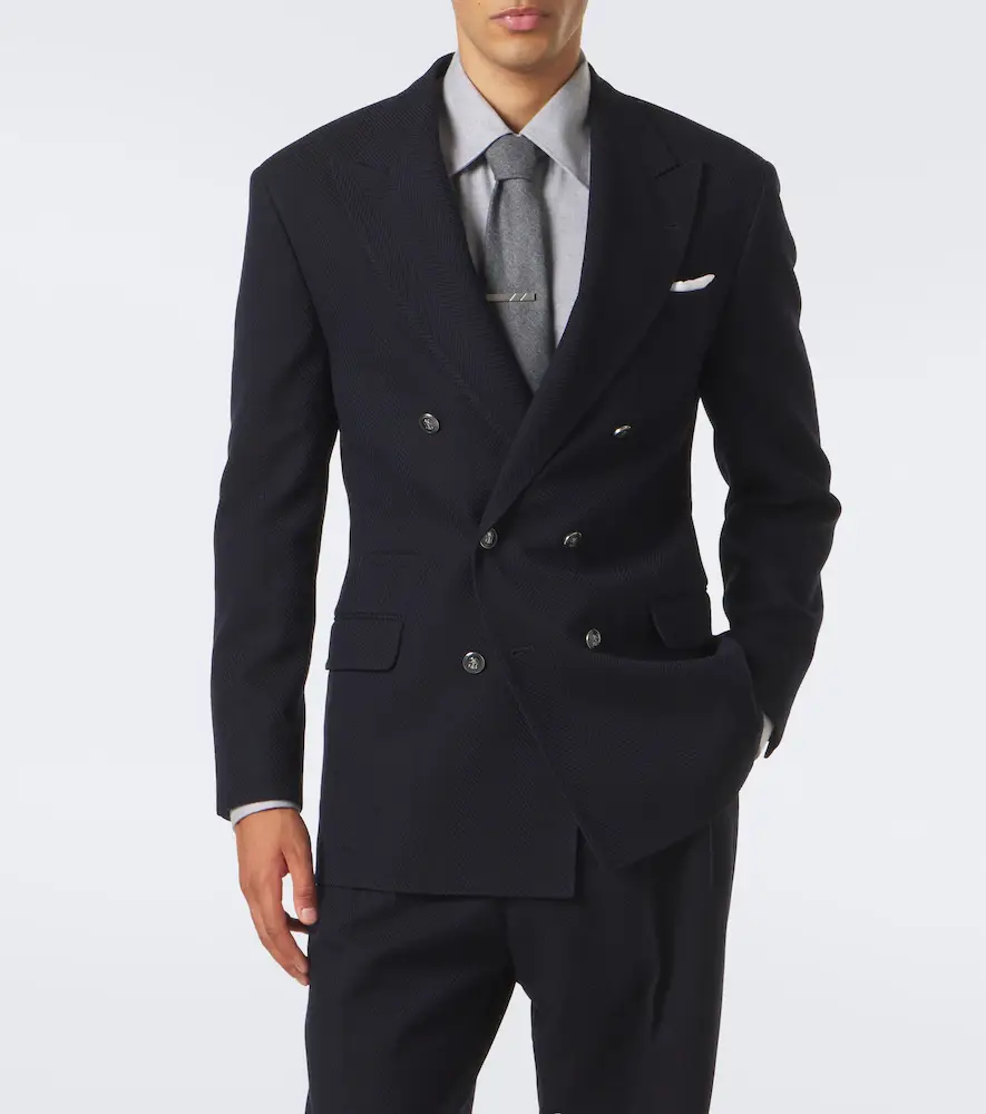 Brunello Cucinelli Herringbone wool and cotton blazer | Thumbnail 3