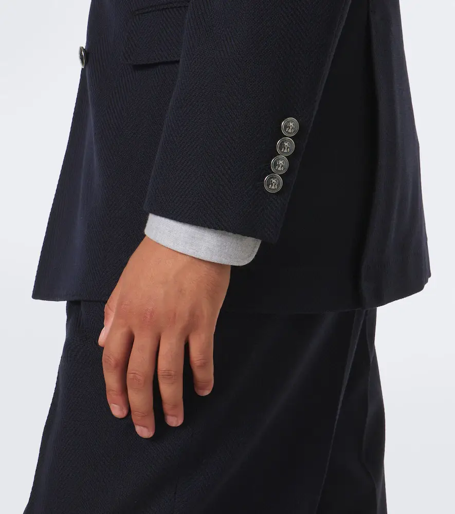 Brunello Cucinelli Herringbone wool and cotton blazer | Thumbnail 4