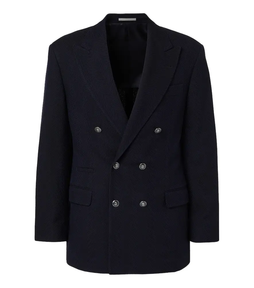 Herringbone wool and cotton blazer Herringbone wool and cotton blazer