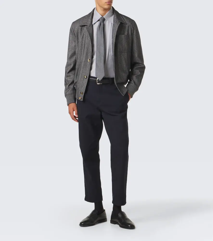 Brunello Cucinelli Cotton and wool tapered pants | Thumbnail 3