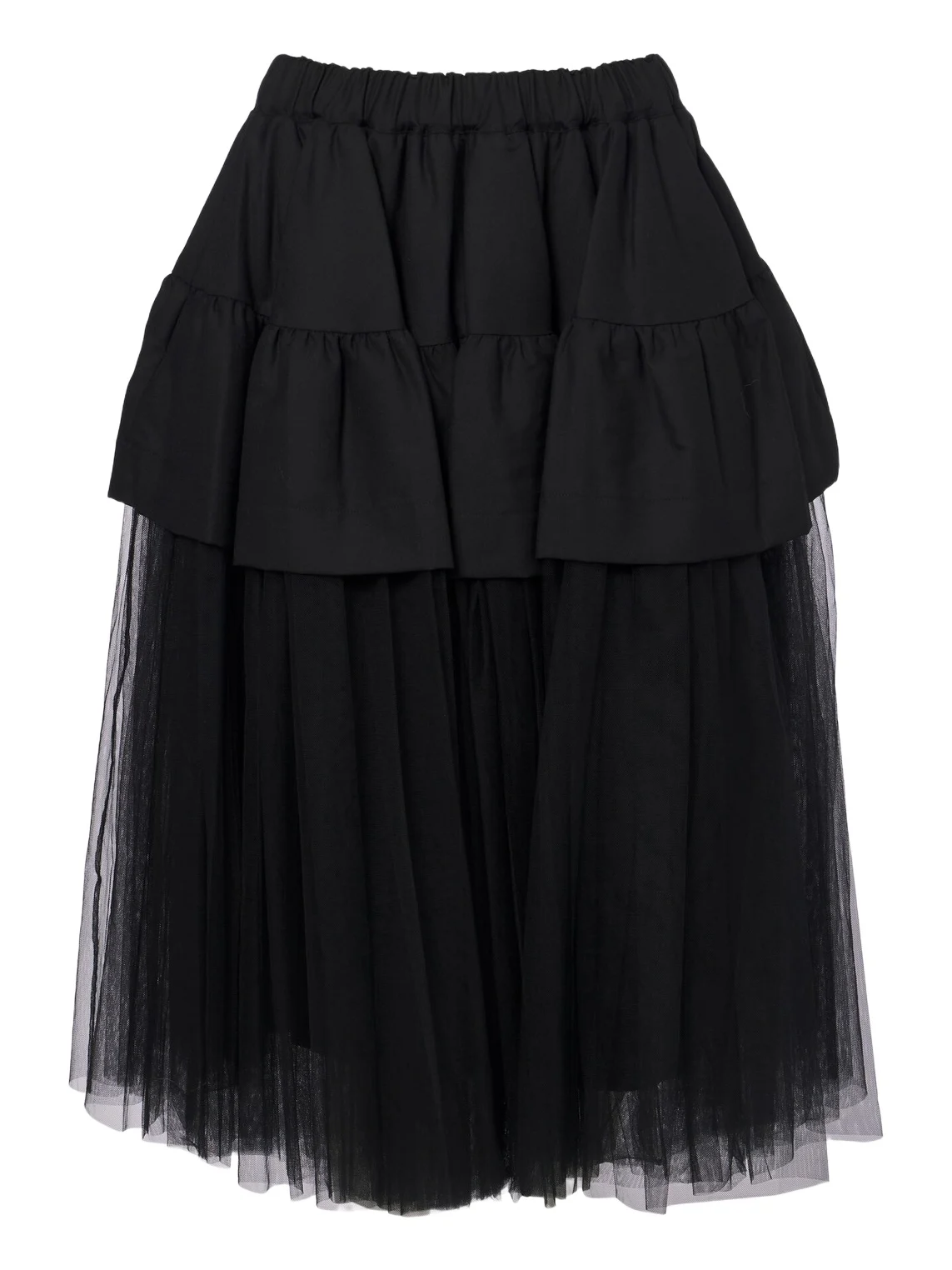Tiered wool and tulle midi skirt Tiered wool and tulle midi skirt