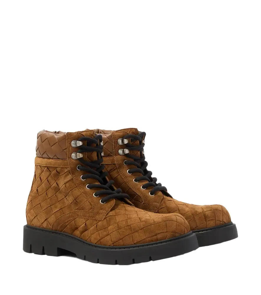 Bottega Veneta Haddock Intrecciato suede lace-up boots