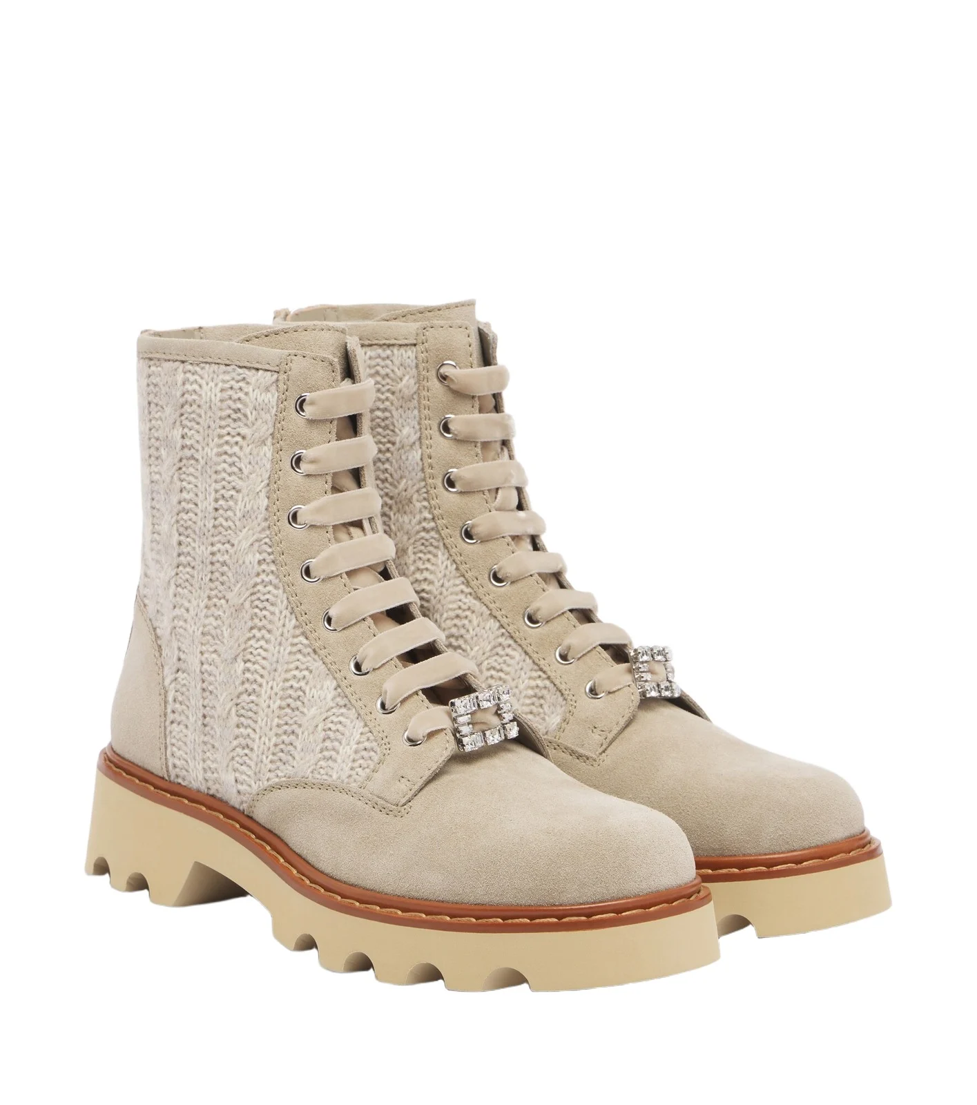 Roger Vivier Viv' Rangers Truck knitted suede ankle boots