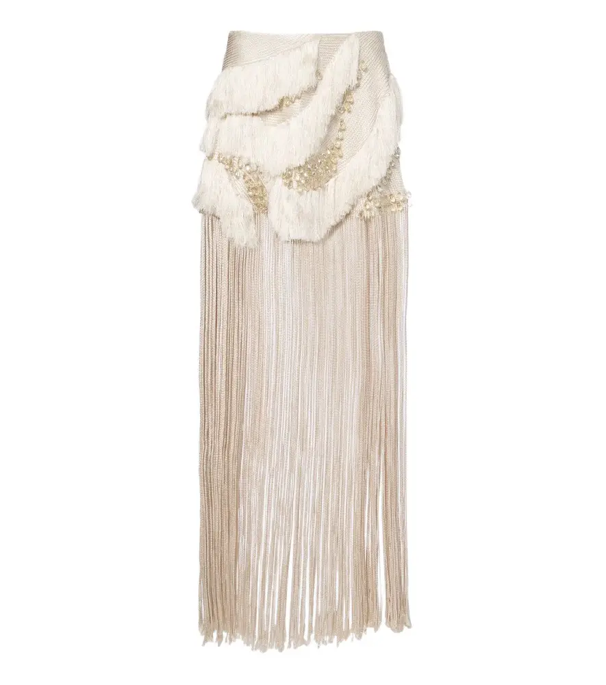 Xu Zhi Braided embellished fringed miniskirt