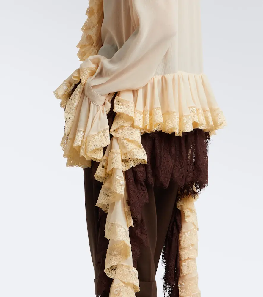 Xu Zhi Ruffled lace-trimmed chiffon blouse | Thumbnail 2 Xu Zhi Ruffled lace-trimmed chiffon blouse | Thumbnail 2