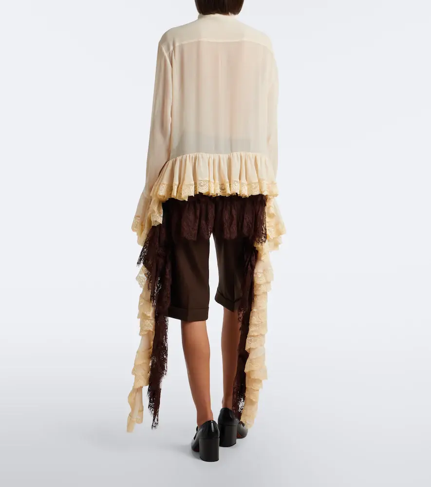 Xu Zhi Ruffled lace-trimmed chiffon blouse | Thumbnail 3 Xu Zhi Ruffled lace-trimmed chiffon blouse | Thumbnail 3