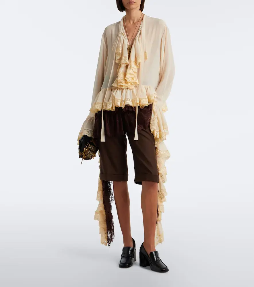 Xu Zhi Ruffled lace-trimmed chiffon blouse | Thumbnail 4 Xu Zhi Ruffled lace-trimmed chiffon blouse | Thumbnail 4