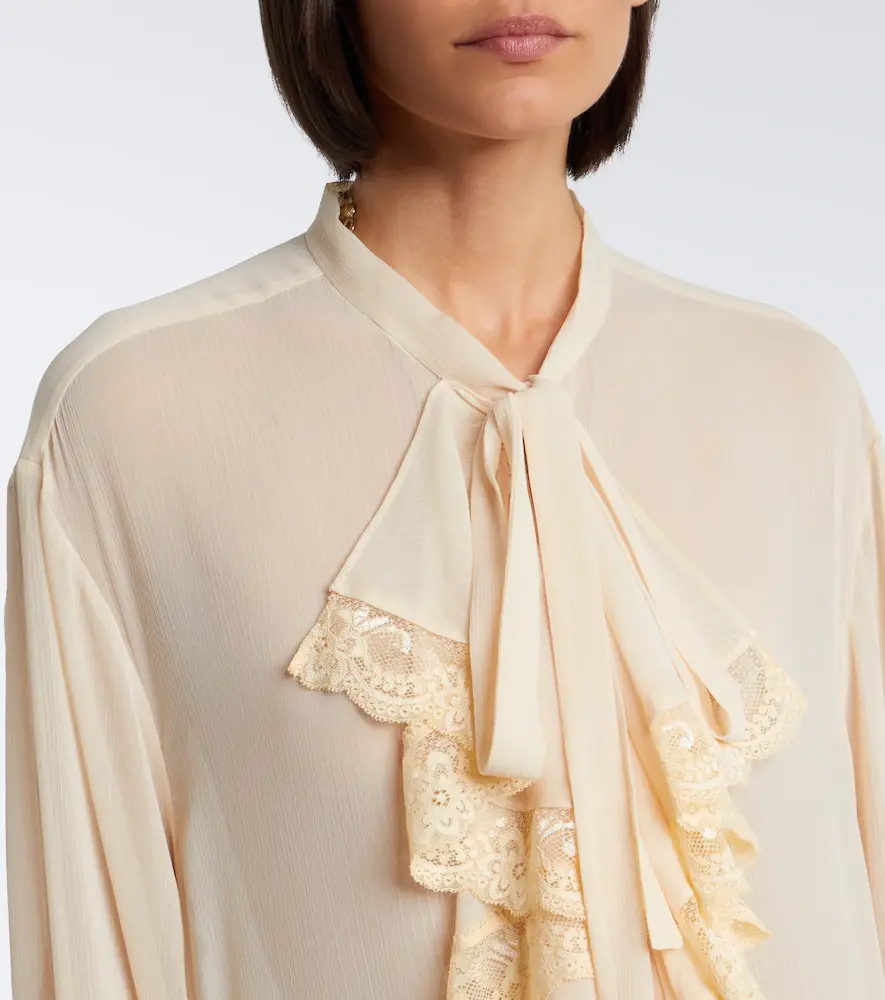 Xu Zhi Ruffled lace-trimmed chiffon blouse | Thumbnail 6 Xu Zhi Ruffled lace-trimmed chiffon blouse | Thumbnail 6