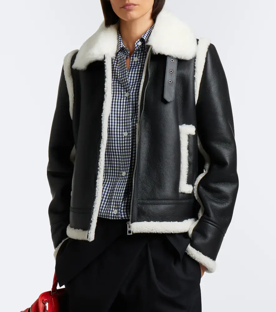Loewe Shearling-trimmed leather jacket | Thumbnail 3