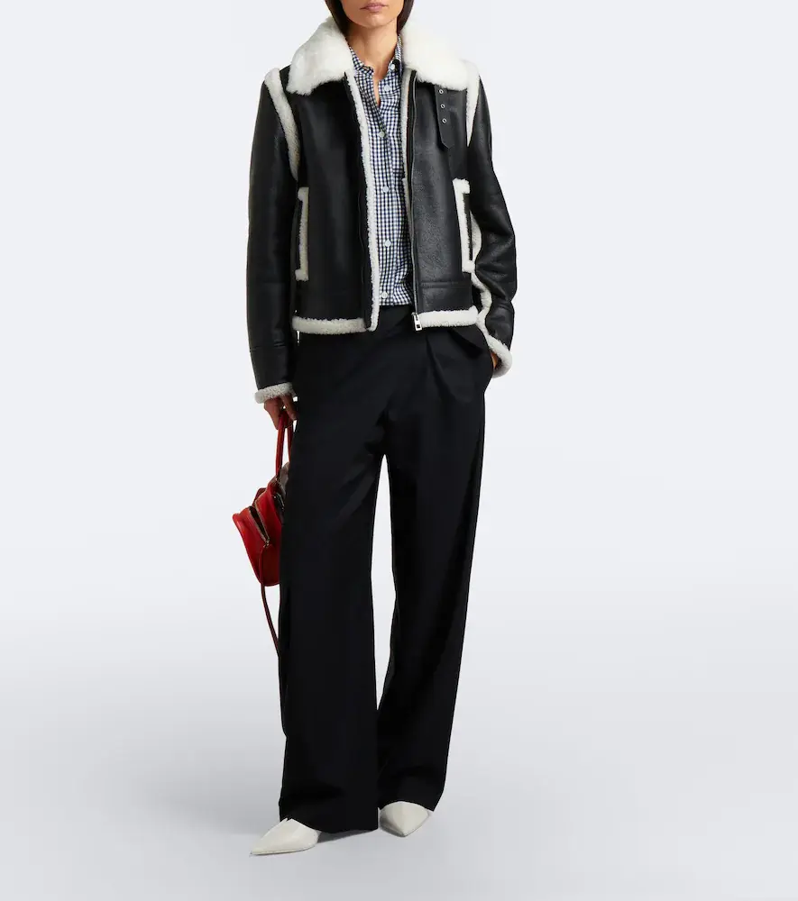 Loewe Shearling-trimmed leather jacket | Thumbnail 6