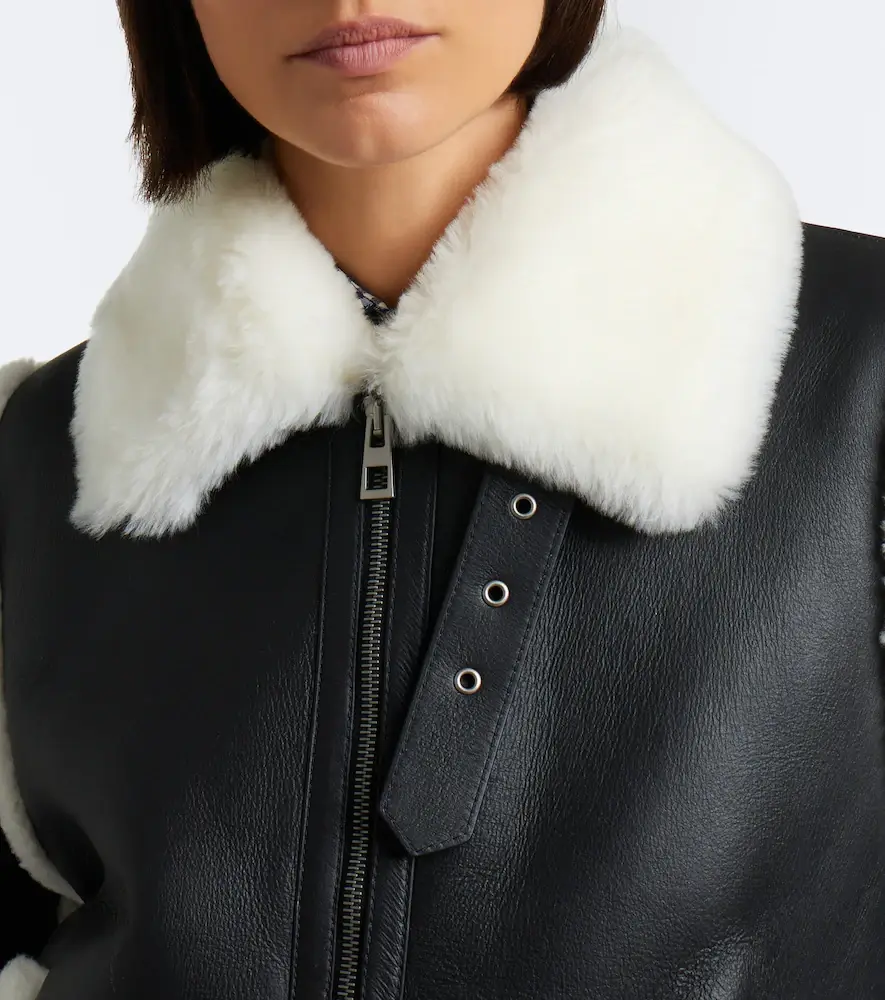 Loewe Shearling-trimmed leather jacket | Thumbnail 7