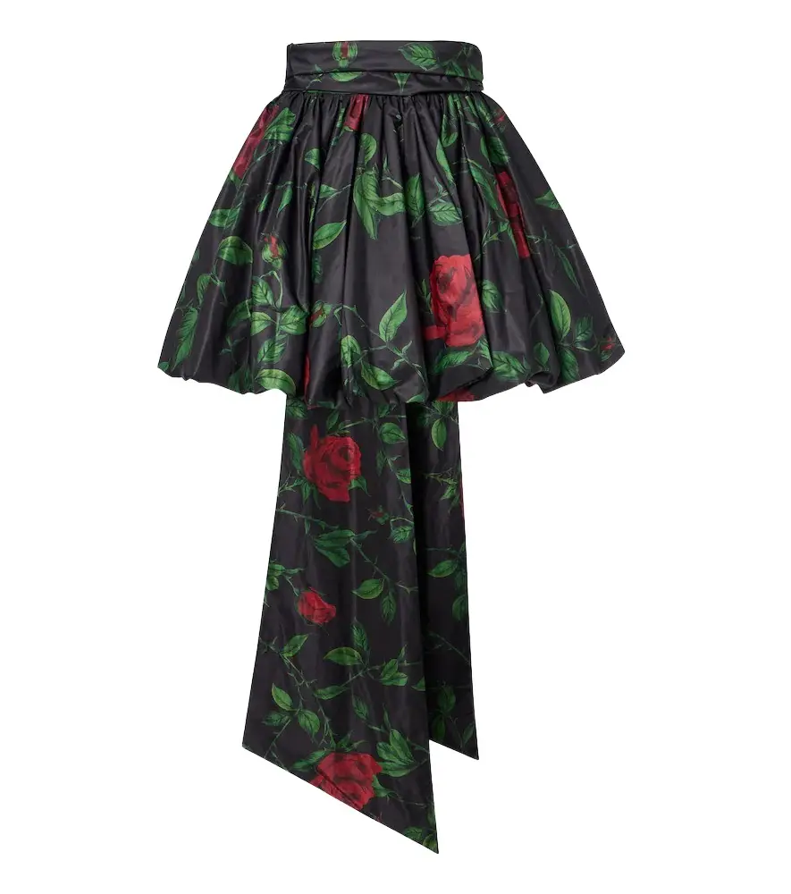 BLUMARINE Bow-detail floral taffeta miniskirt