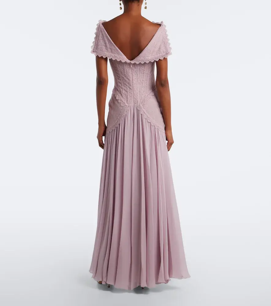 Georges Hobeika Silk-blend georgette and lace corset gown | Thumbnail 4 Georges Hobeika Silk-blend georgette and lace corset gown | Thumbnail 4