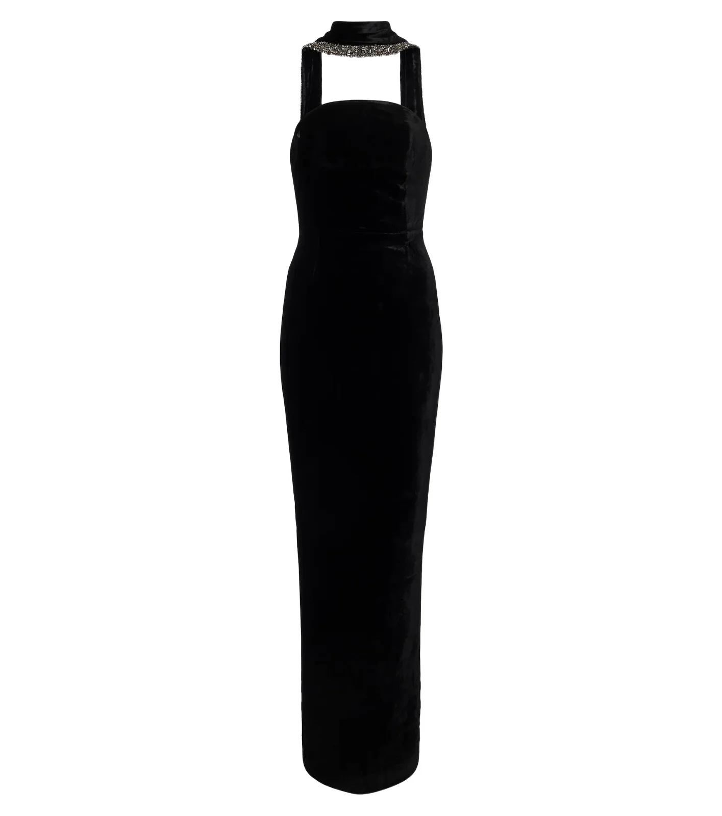 Embellished halterneck velvet gown Embellished halterneck velvet gown