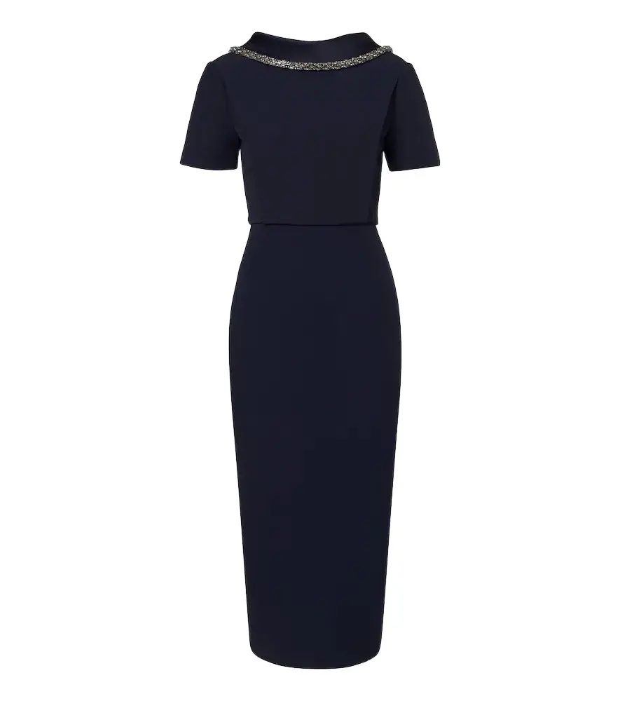 Roland Mouret Embellished crêpe midi dress