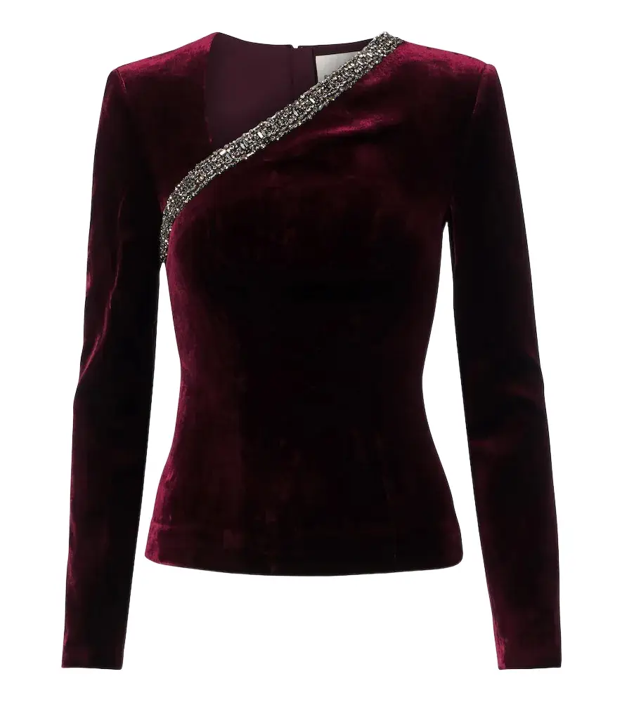 Embellished velvet top