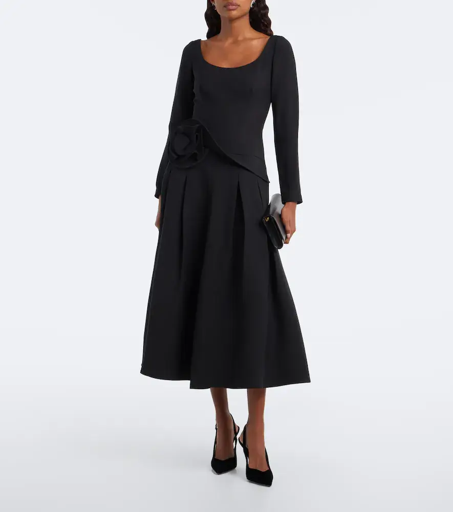 Roland Mouret Floral-appliqué wool and silk midi dress | Thumbnail 5