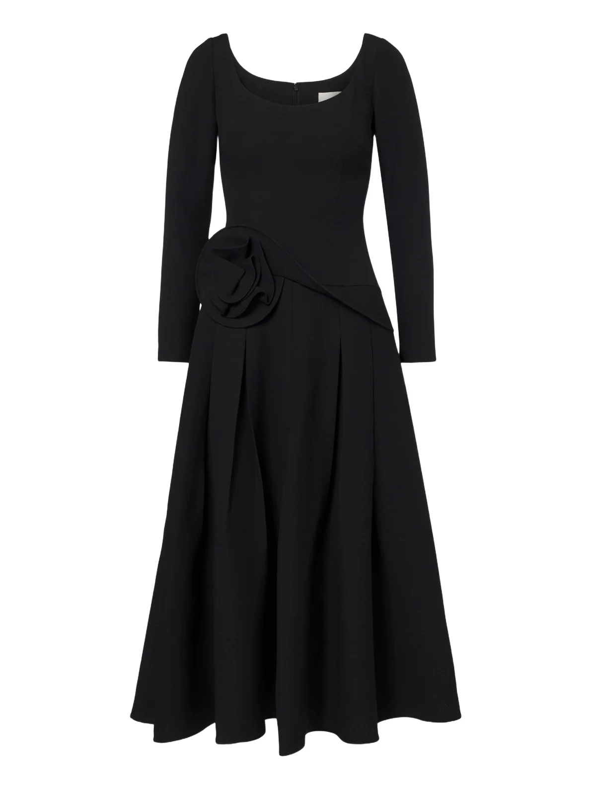 Floral-appliqué wool and silk midi dress Floral-appliqué wool and silk midi dress