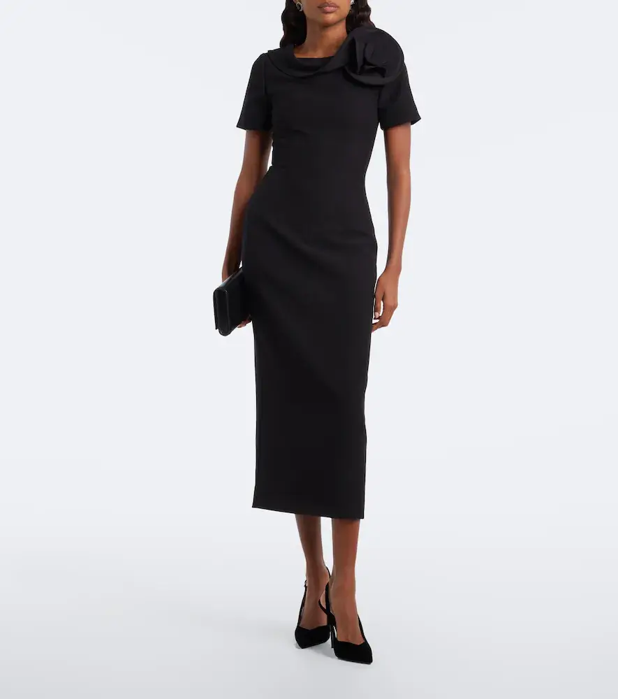 Roland Mouret Floral-appliqué crêpe midi dress | Thumbnail 4