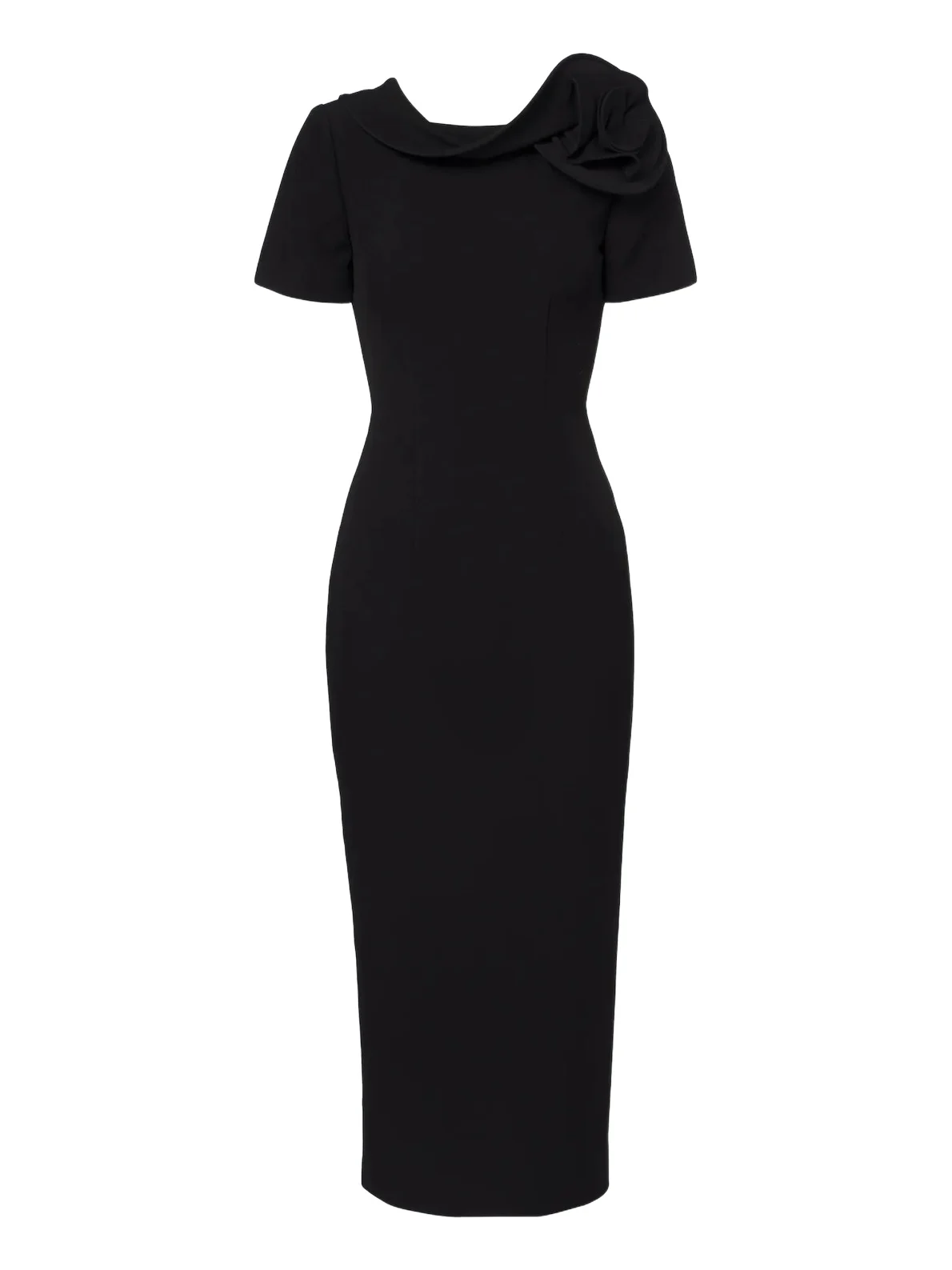 Floral-appliqué crêpe midi dress Floral-appliqué crêpe midi dress