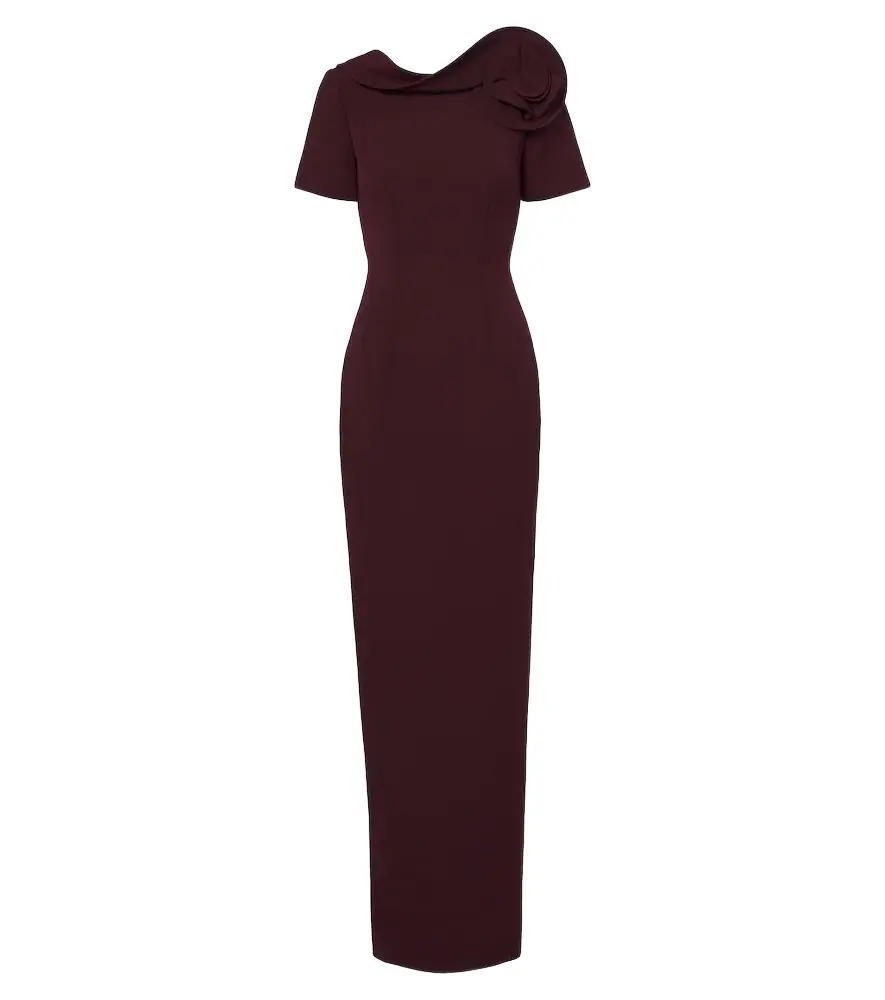 Floral-appliqué crêpe midi dress Floral-appliqué crêpe midi dress