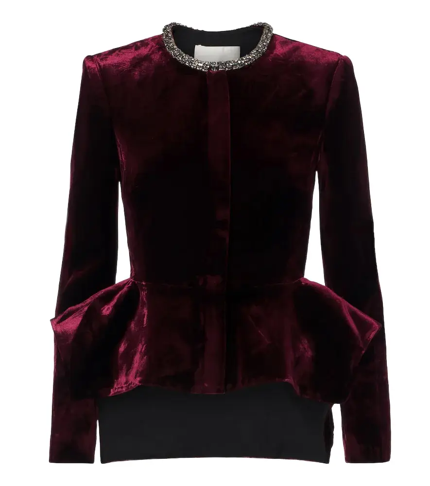 Embellished peplum velvet blazer Embellished peplum velvet blazer