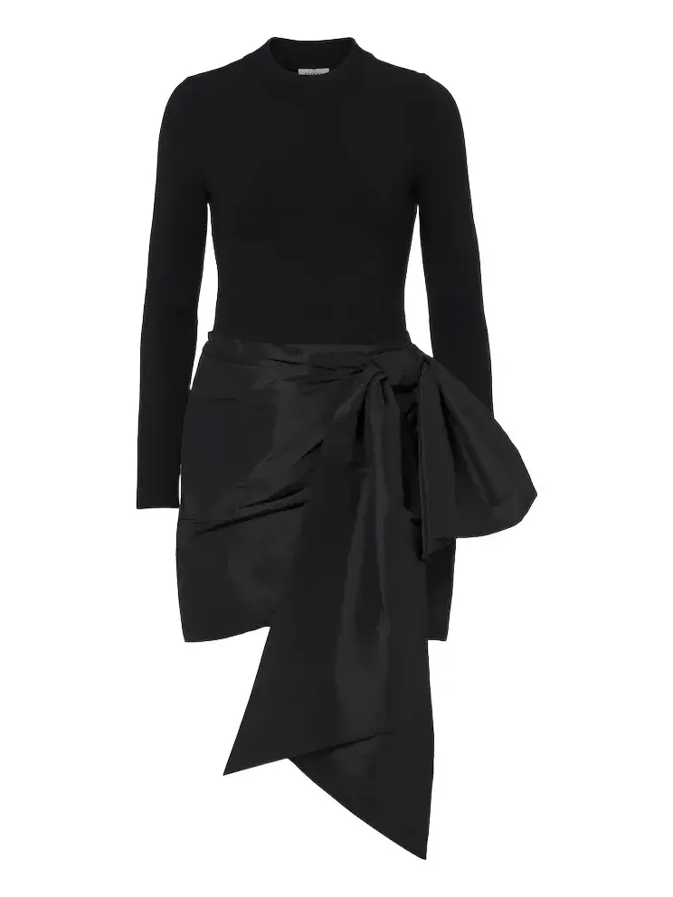 Bow-detail knitted taffeta minidress Bow-detail knitted taffeta minidress