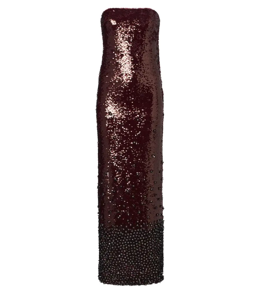 Là Fuori Sequined bustier gown