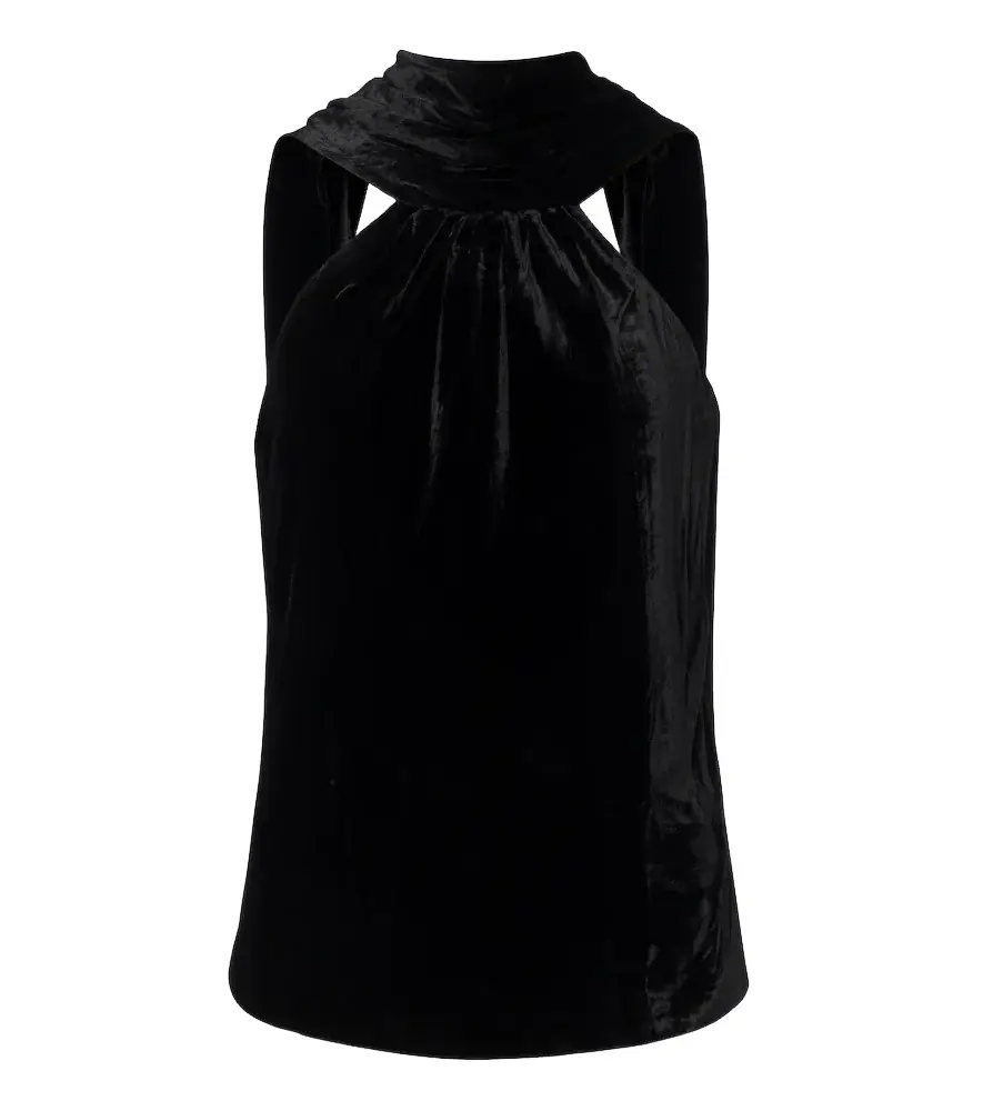 Simkhai Scarlett draped caped velvet top