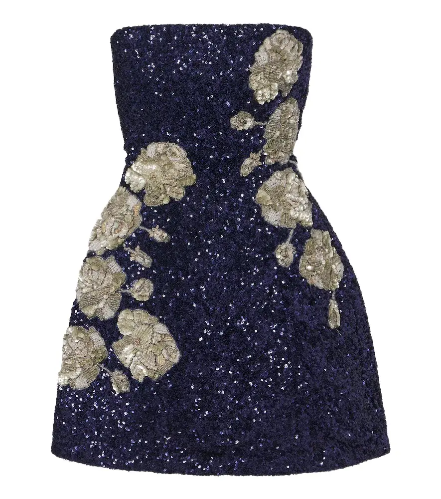 Là Fuori Midnight Rosette sequined silk corset dress Là Fuori Midnight Rosette sequined silk corset dress