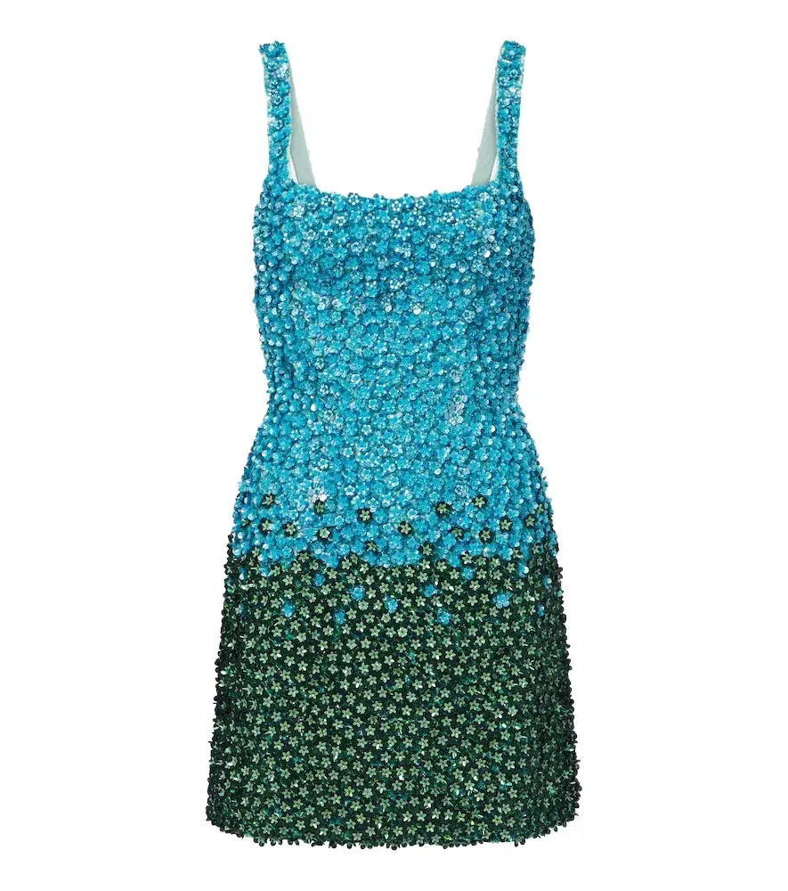 Là Fuori Embellished floral silk minidress Là Fuori Embellished floral silk minidress