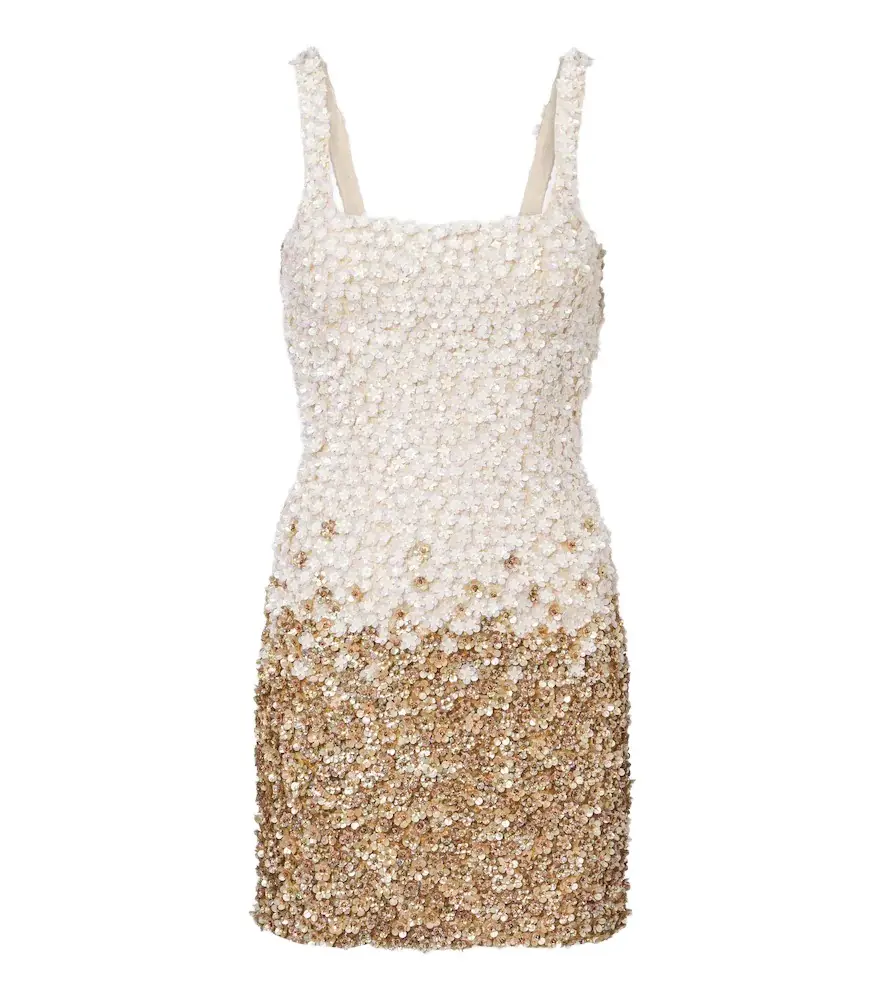 Là Fuori Embellished floral silk minidress Là Fuori Embellished floral silk minidress
