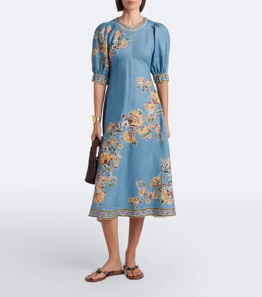 ALÉMAIS Alémais Joan floral linen midi dress | Thumbnail 3 ALÉMAIS Alémais Joan floral linen midi dress | Thumbnail 3