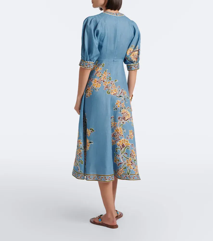 ALÉMAIS Alémais Joan floral linen midi dress | Thumbnail 4 ALÉMAIS Alémais Joan floral linen midi dress | Thumbnail 4