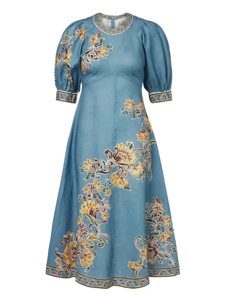 ALÉMAIS Alémais Joan floral linen midi dress
