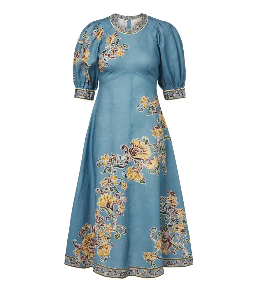 Alémais Joan floral linen midi dress Alémais Joan floral linen midi dress