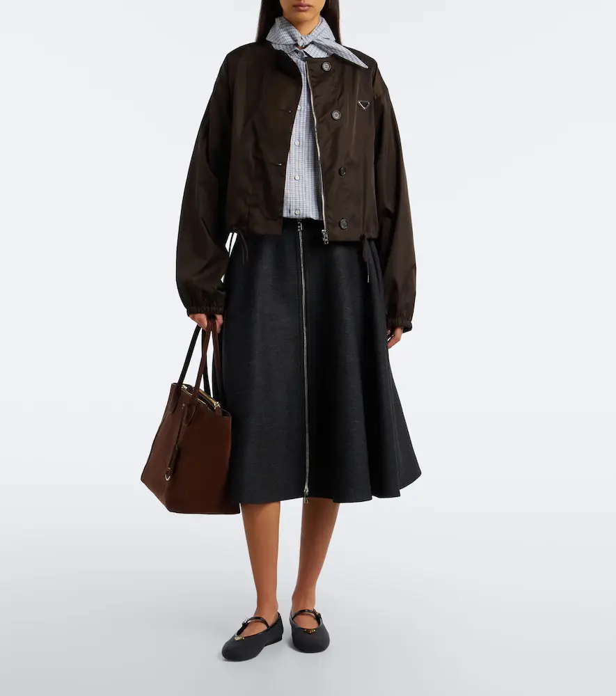 Prada Leather-trimmed cashmere Mary Jane flats | Thumbnail 6