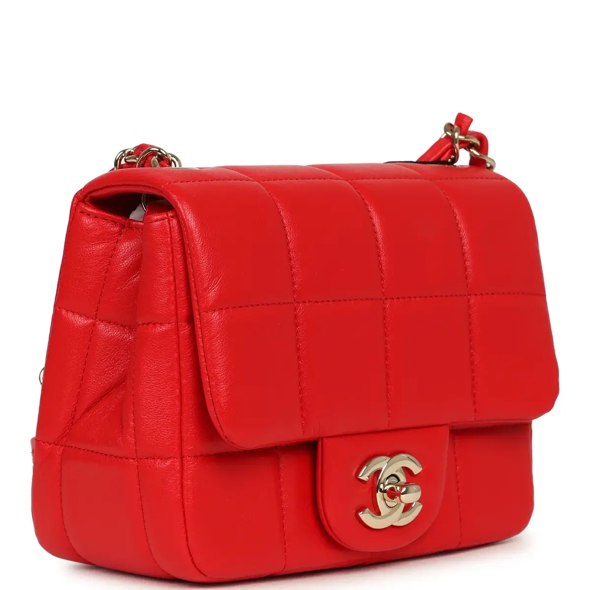 Chanel Chanel Monacoco Mini Square Flap Bag Red Lambskin Light Gold Hardware | Thumbnail 2 Chanel Chanel Monacoco Mini Square Flap Bag Red Lambskin Light Gold Hardware | Thumbnail 2