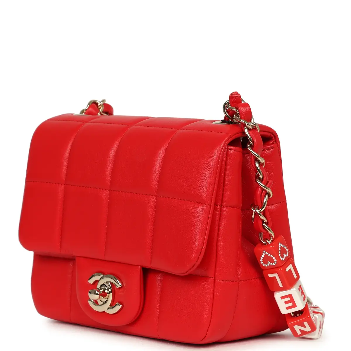 Chanel Chanel Monacoco Mini Square Flap Bag Red Lambskin Light Gold Hardware | Thumbnail 5 Chanel Chanel Monacoco Mini Square Flap Bag Red Lambskin Light Gold Hardware | Thumbnail 5