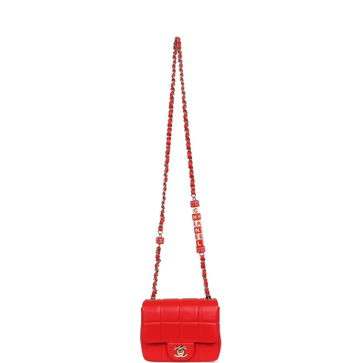 Chanel Chanel Monacoco Mini Square Flap Bag Red Lambskin Light Gold Hardware | Thumbnail 7 Chanel Chanel Monacoco Mini Square Flap Bag Red Lambskin Light Gold Hardware | Thumbnail 7