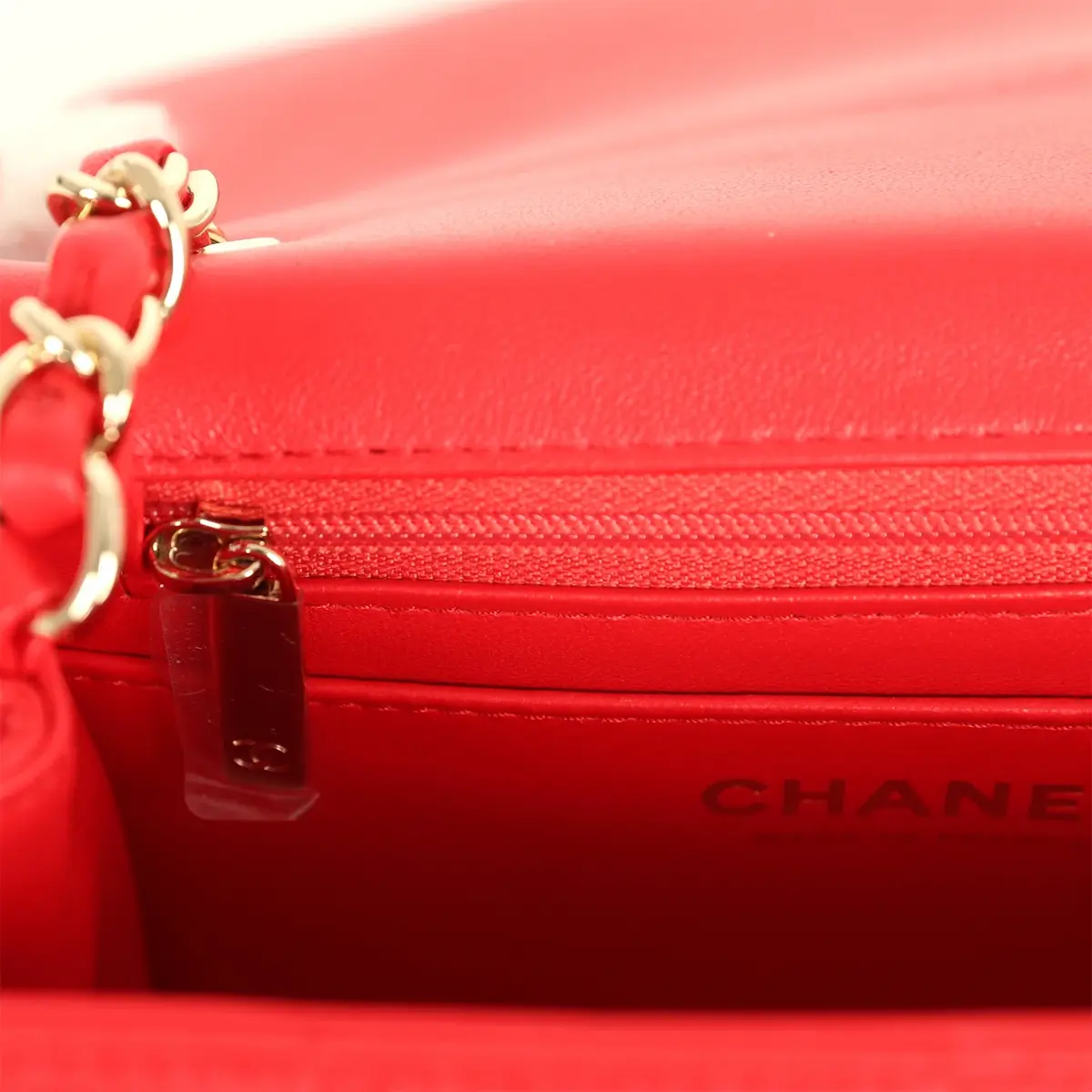 Chanel Chanel Monacoco Mini Square Flap Bag Red Lambskin Light Gold Hardware | Thumbnail 9 Chanel Chanel Monacoco Mini Square Flap Bag Red Lambskin Light Gold Hardware | Thumbnail 9