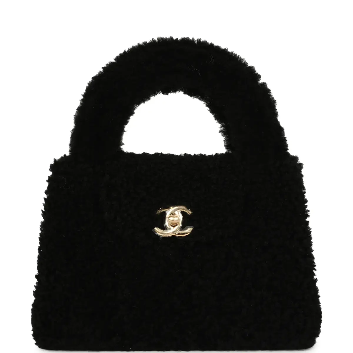 Chanel Small Kelly Shopper Black Shearling Gold Hardware Chanel Small Kelly Shopper Black Shearling Gold Hardware