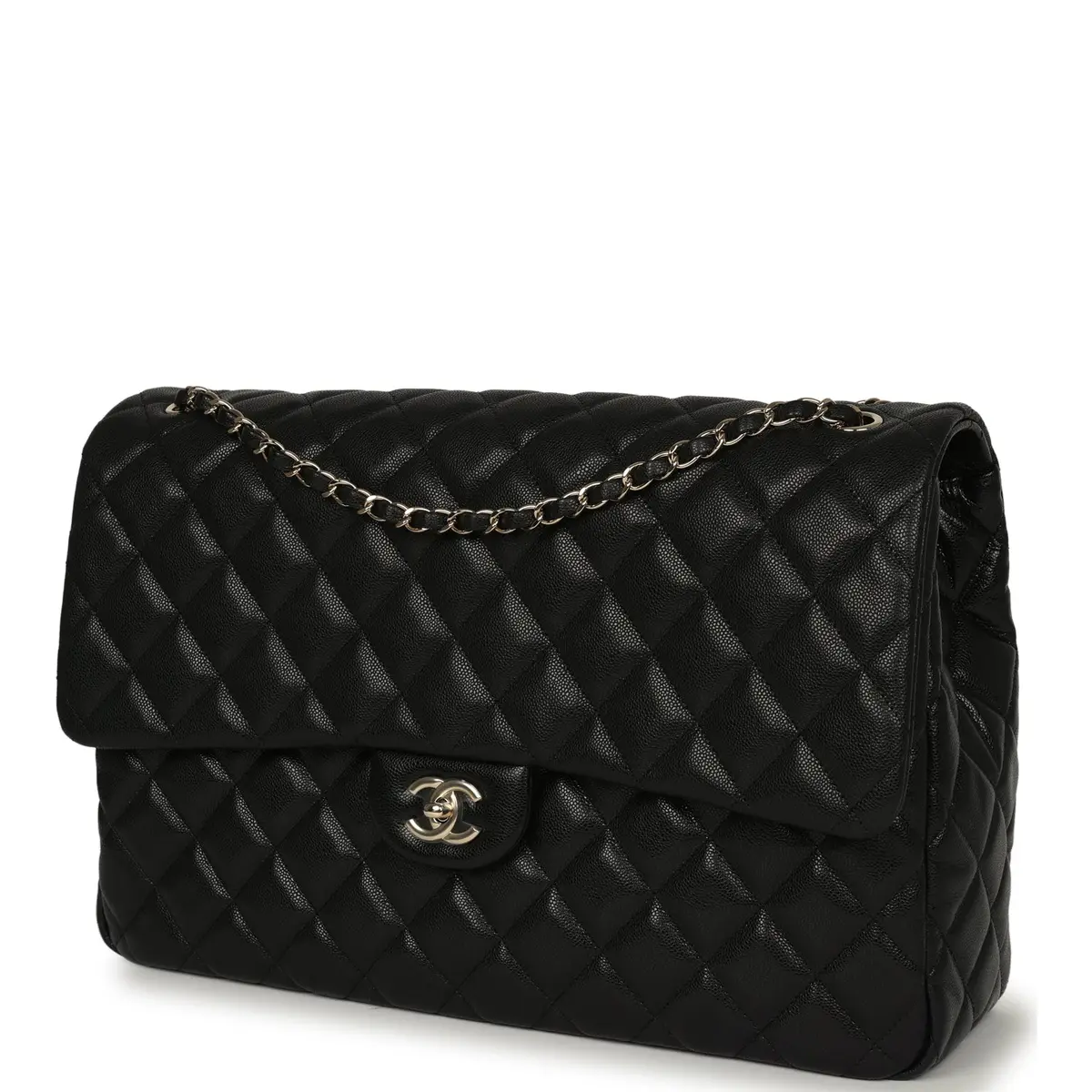 Chanel Chanel XXL Classic Single Flap Bag Black Shiny Caviar Light Gold Hardware | Thumbnail 5 Chanel Chanel XXL Classic Single Flap Bag Black Shiny Caviar Light Gold Hardware | Thumbnail 5