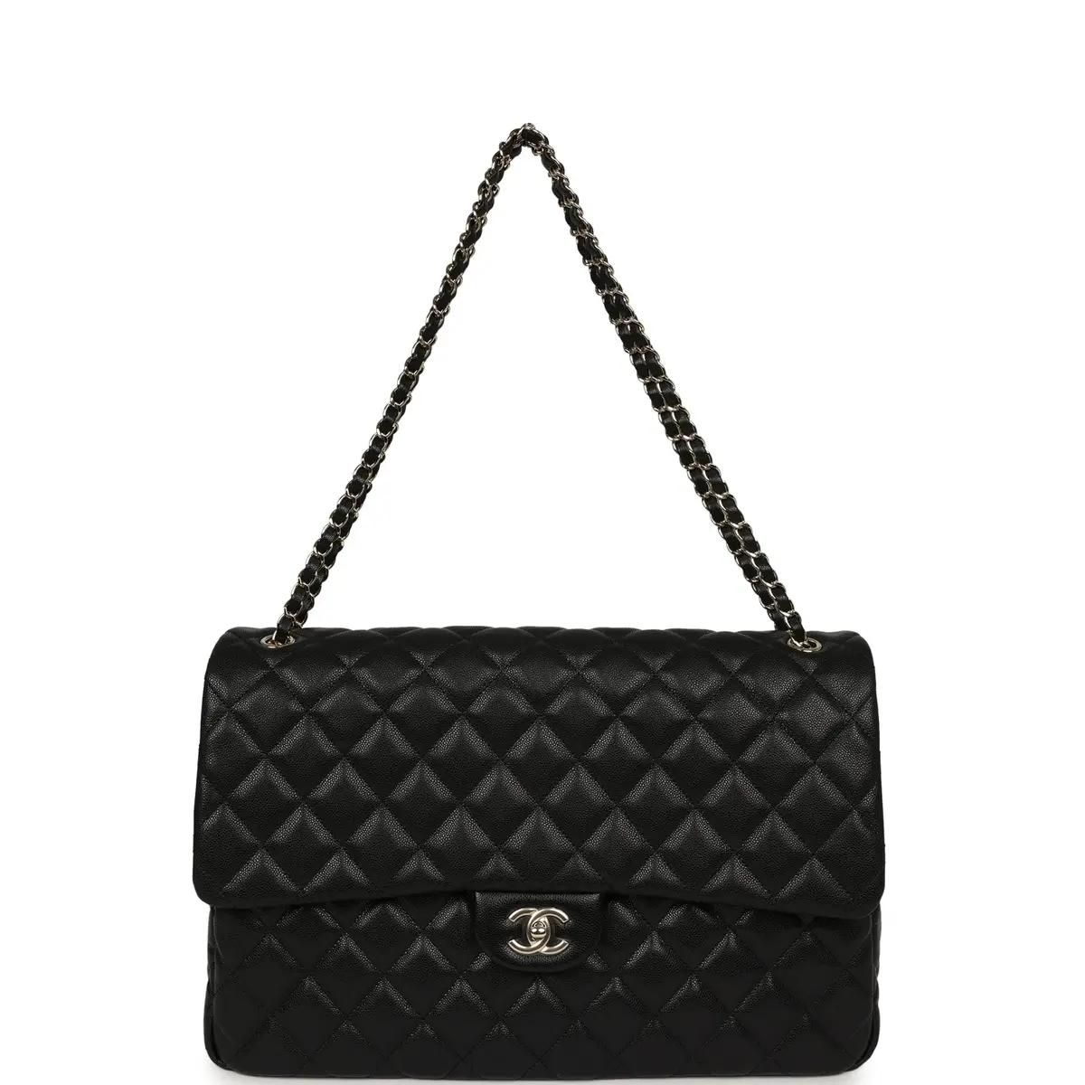 Chanel Chanel XXL Classic Single Flap Bag Black Shiny Caviar Light Gold Hardware | Thumbnail 7 Chanel Chanel XXL Classic Single Flap Bag Black Shiny Caviar Light Gold Hardware | Thumbnail 7
