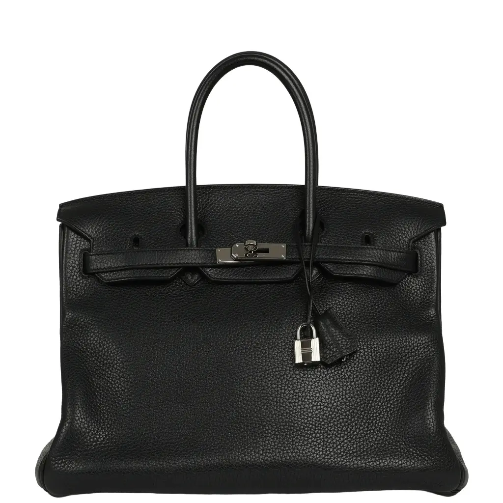 Pre-owned Hermes Birkin 35 Black Togo Palladium Hardware Pre-owned Hermes Birkin 35 Black Togo Palladium Hardware